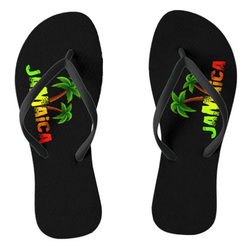 Jamaica coconut trees colorful flip flops