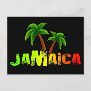 Jamaica coconut trees colorful postcard