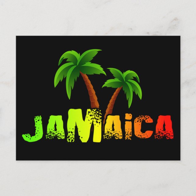 Jamaica coconut trees colorful postcard (Front)