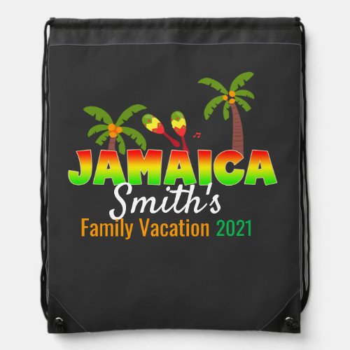 Jamaica Colorful Custom Matching Group Vacation Drawstring Bag