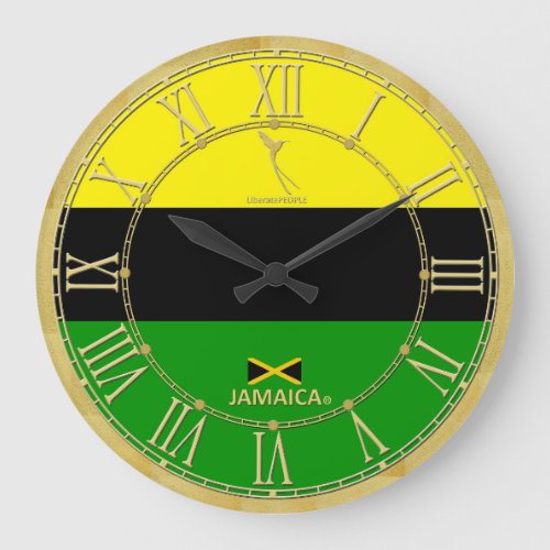 Jamaica Colors Gold Roman Numerals Modern Clock