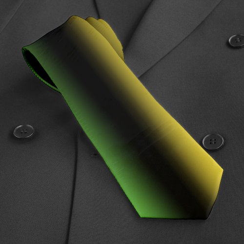 Jamaica Colors Gradient Ombre Green Black  Gold Neck Tie