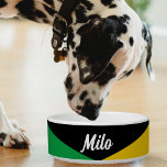 Jamaica Colors Green Black & Gold Jamaican Bowl<br><div class="desc">Jamaica colors green,  black and gold pet bowl for Jamaican pet owners.  Customizable face script text to personalize with your own pet name.</div>