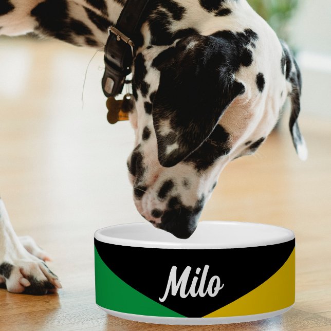 Jamaica Colors Green Black & Gold Jamaican Bowl (Jamaica Jamaican flag colors pet bowl)