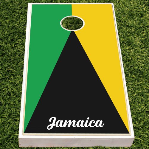 Jamaica Colors Green Black  Gold Jamaican Cornhole Set