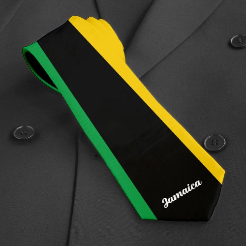 Jamaica Colors Green Black  Gold Jamaican Flag Neck Tie