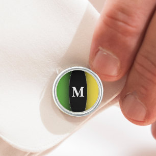 Jamaica Colors Green Black & Gold Name Monogram Cufflinks