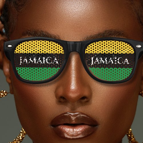 Jamaica Colors Green Gold Black Jamaican Retro Sunglasses