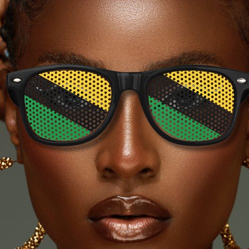 Jamaica Colors Green Gold Black Jamaican Retro Sunglasses