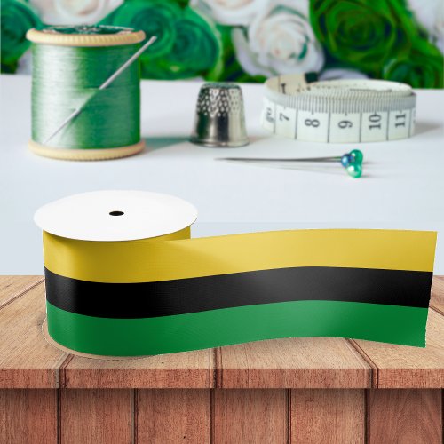 Jamaica Colors Green Gold Black Name Jamaican Satin Ribbon