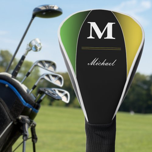 Jamaica Colors Green Gold Caribbean Name Monogram Golf Head Cover