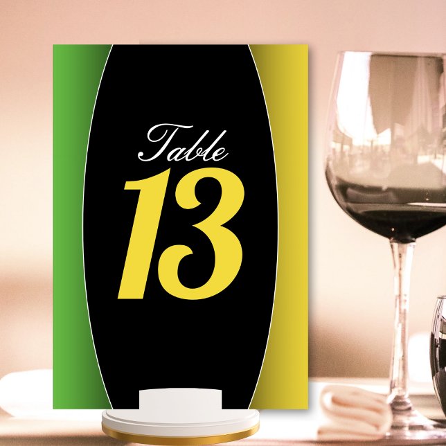 Jamaica Colors Green Gold Caribbean Restaurant Table Number (green black and yellow gold Jamaica Jamaican colors table number card)