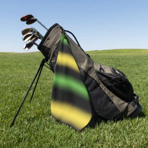 Jamaica Colors Ombre Striped Green Gold  Black Golf Towel