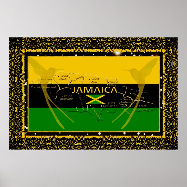 Jamaica Colors Parishes Humming Bird Poster (Front)