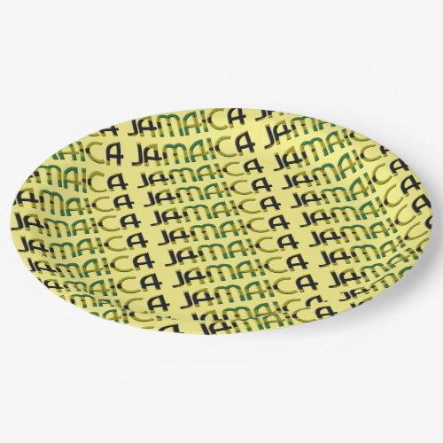 Jamaica Country Flag Colors Typography Holiday Paper Plates