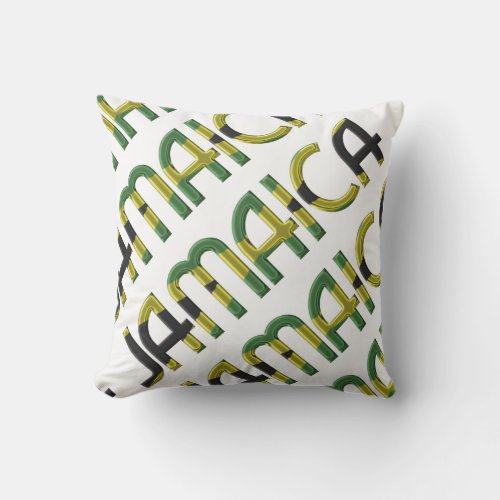 Jamaica Country Flag Colors Typography Souvenir Throw Pillow