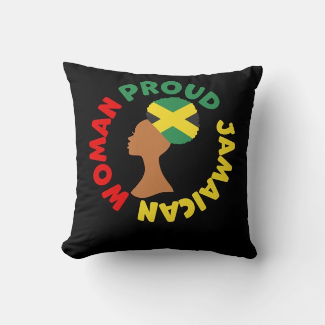 Jamaica Country Flag Roots Proud Jamaican Woman Throw Pillow (Front)