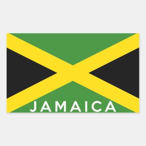 jamaica country flag text name rectangular sticker