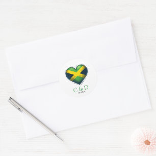 Jamaica Couple Heart Wedding Classic Round Sticker
