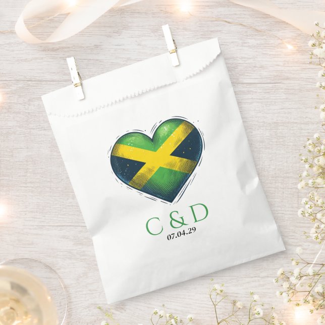 Jamaica Couple Heart Wedding Favor Bag (Clipped)