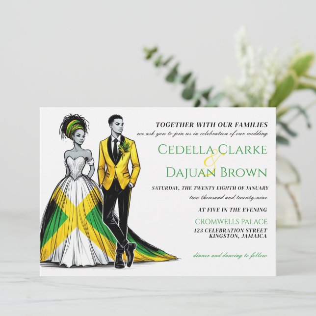 Jamaica Couple Wedding Invitation (Standing Front)