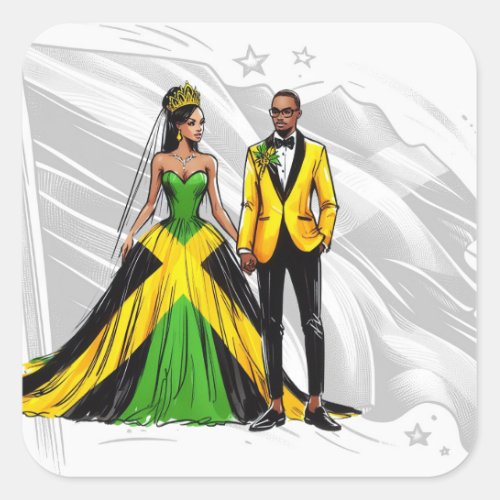 Jamaica Couple Wedding Square Sticker