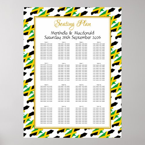 JAMAICA Custom Wedding Reception 160 Seating Plan Poster