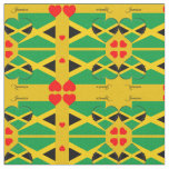 Jamaica design Fabric &amp; Jamaican Flag, Red Hearts