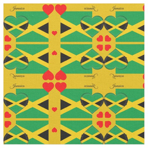 Jamaica design Fabric & Jamaican Flag, Red Hearts