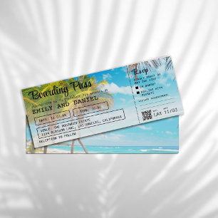 Jamaica Destination Boarding Pass Wedding Invitation
