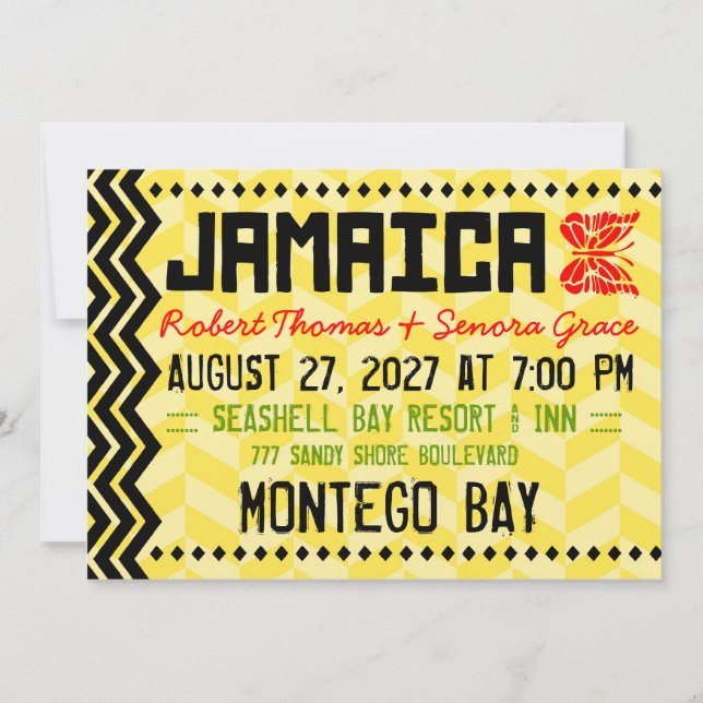 JAMAICA Destination Invitation Metallic Gold (Front)