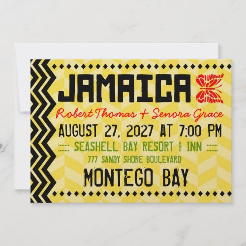 JAMAICA Destination Invitation Metallic Gold