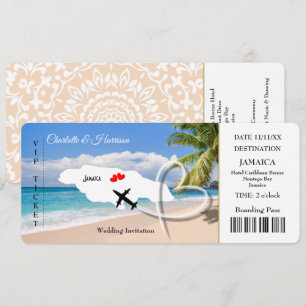 Jamaica Destination Wedding Ticket Pass  Invitation