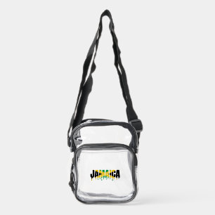 Jamaica Drip Text   Caribbean Flag Design   Fan  Clear Crossbody Bag