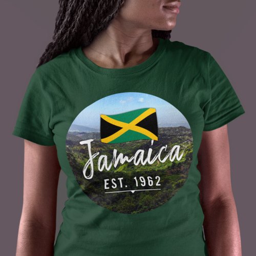 Jamaica Est 1962 Blue Mountains With Flag T_Shirt