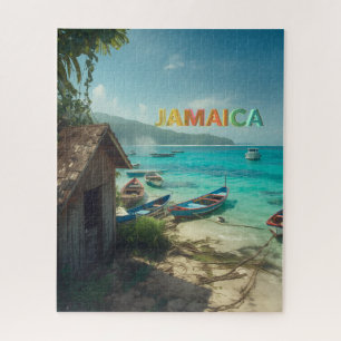 jamaica fishing shack and boats jigsaw puzzle