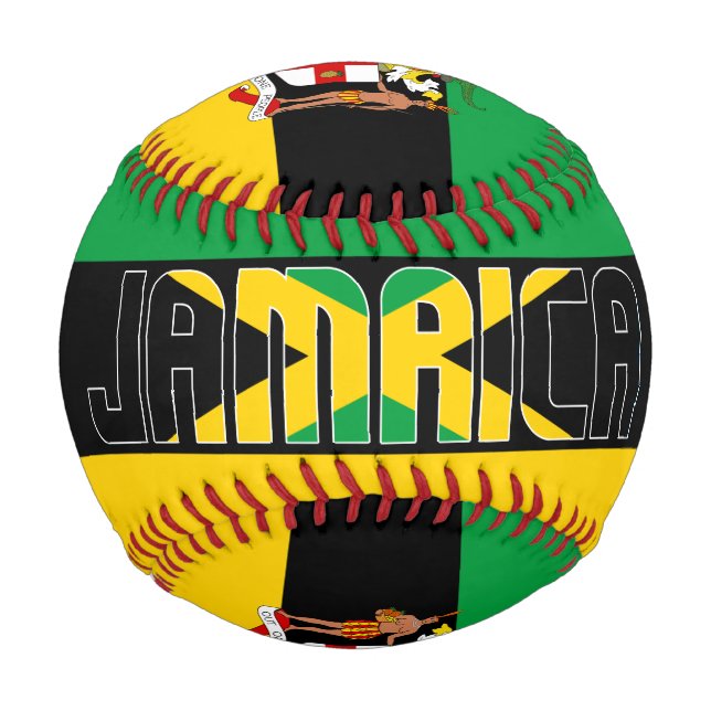 Jamaica Flag and Coat of Arms Patriotic Baseball (Front)