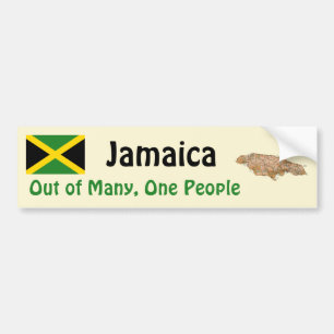 Jamaica Flag and Map Bumper Sticker