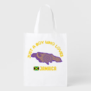 Jamaica flag and map grocery bag