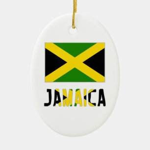 Jamaica  Flag and Word Ceramic Ornament