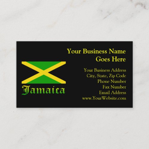 Jamaica Flag Black Green and Yellow Business Card