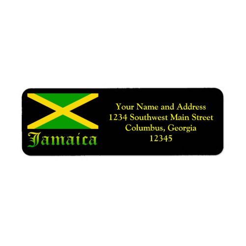 Jamaica Flag Black Green and Yellow Label