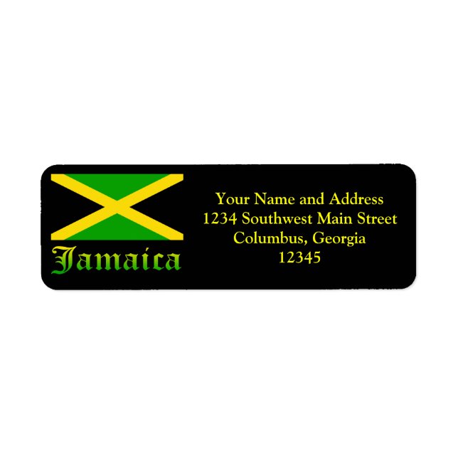 Jamaica Flag, Black, Green and Yellow Label (Front)