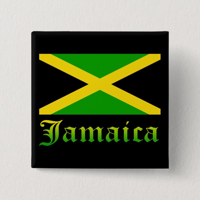 Jamaica Flag, Black, Green and Yellow Pinback Button (Front)