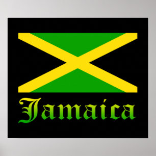 Jamaica Flag, Black, Green and Yellow Poster