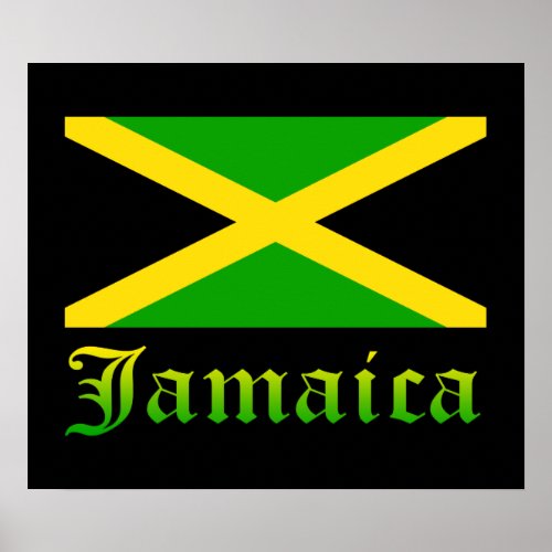 Jamaica Flag Black Green and Yellow Poster