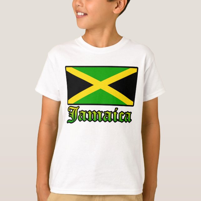 Jamaica Flag, Black, Green and Yellow T-Shirt (Front)