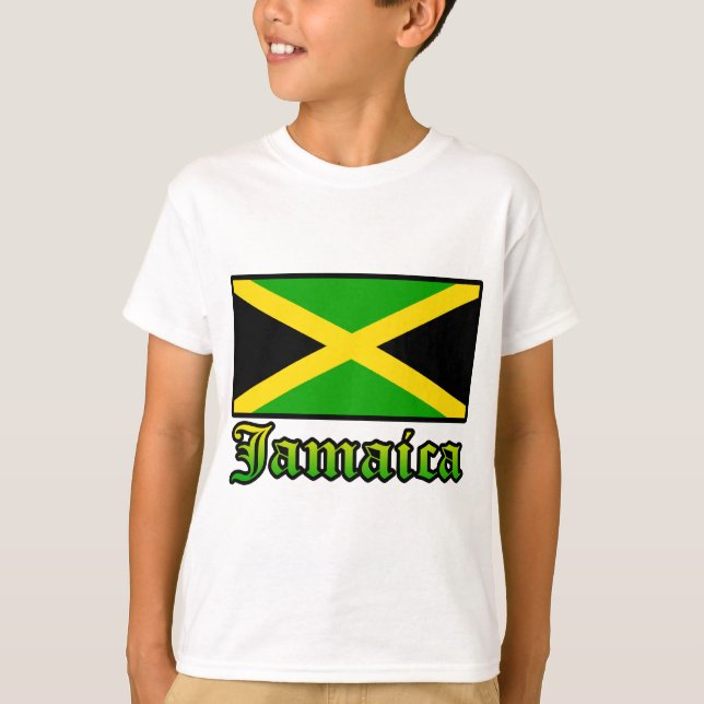 Jamaica Flag, Black, Green and Yellow T-Shirt (Front)