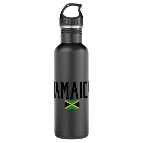 Jamaica Flag Black Text  Stainless Steel Water Bottle