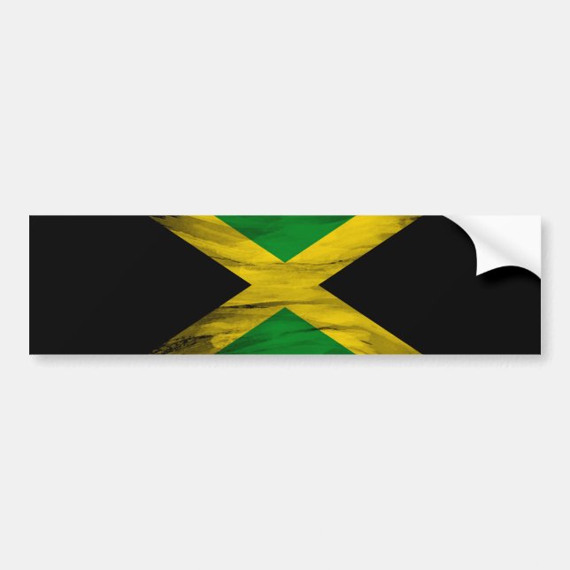 Jamaica flag brush stroke, national flag bumper sticker (Front)